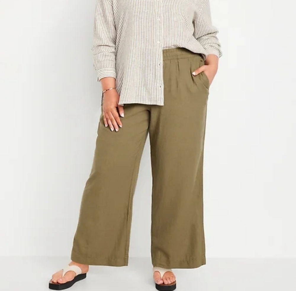 4X • Old Navy • High-Waisted Linen-Blend Wide-Leg Pants